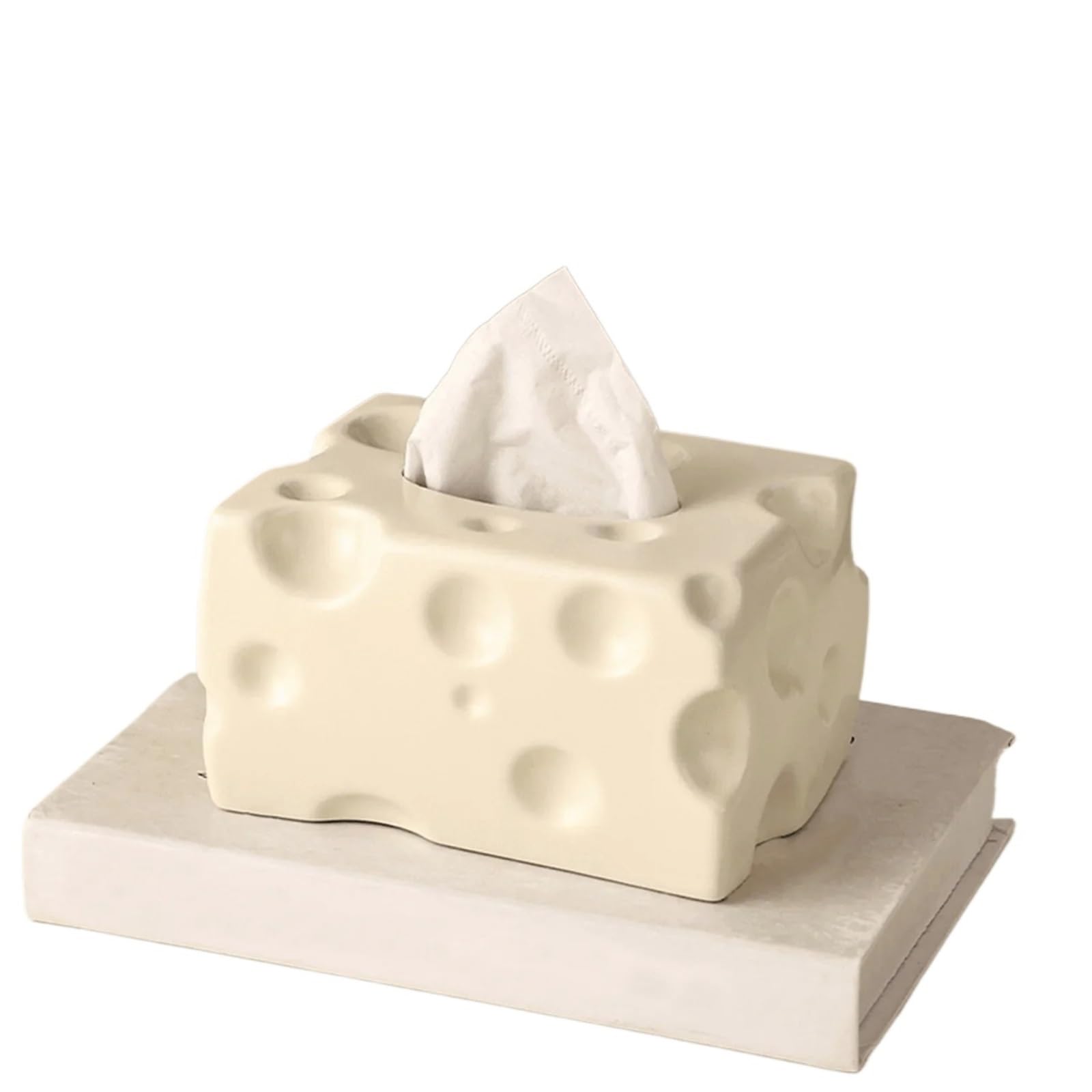 Tissue Box Tissue Box Holder Simple Ceramic Dryer Sheet Container Napkin Toilet Paper Organizer Towel Dispenser(White)