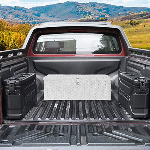 Tuffiom 30 Inch Aluminum Truck Tool Box Heavy Duty, Diamond Plate Trailer Pickup Atv Underbody Truck Bed Storage Toolboxes W/Lock & 2 Keys, Rectangle (30 Inch) #TOP6
