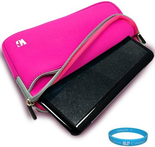 Durable Neoprene Protective Sleeve Cover Carrying Case for Apple MacBook Air MC506LL/A 11.6-Inch Laptop, Magenta Laptop Sleeve + Includes SumacLife TM Wisdom Courage Wristband