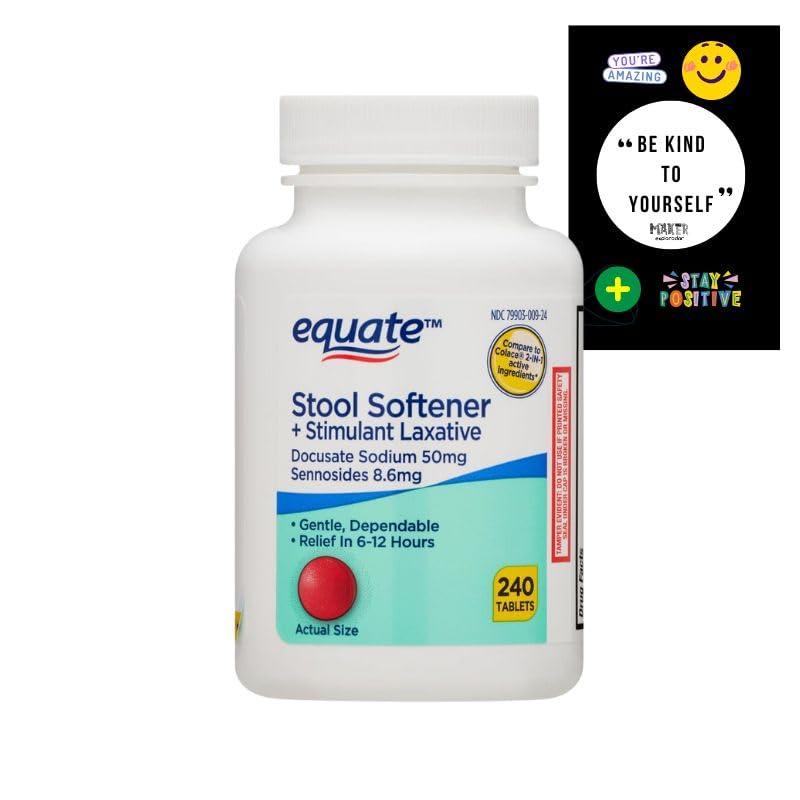 Maker Explorador Equate Stool Softener Plus Stimulant Laxative Tablets for Constipation 240 Count and Card Gift Private Label