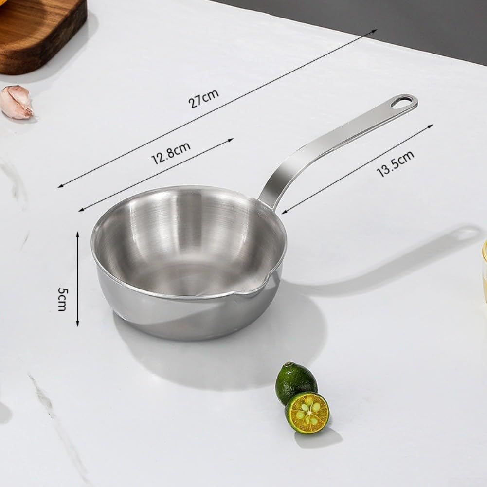 Mini sartén para huevos con construcción de acero inoxidable 304 para una rápida distribución del calor, sartén pequeña para tortilla con boquilla para verter salsa, compatible con estufas de gas e