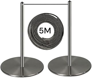 2-Stück-Set Museumabsperrung, Stilvolles Absperrsystem für Museen und Galerien, Absperrständer mit elastischer Kordel (Chrom (gebürstetem))