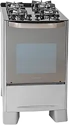 SUGGAR FOGÃO MASTER GRILL PRATA MESA DE VIDRO 4 BOCAS TRIPLA CHAMA GRILL 110V TREMPE FERRO FUNDIDO ACENDIMENTO SUPERAUTOMÁTICO FGVMTG411PRIX