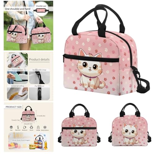 Cute Cat School Backpack for Girls 4 Piece Backpack Set with Lunch Box Pencil Box Water Bottle Portable Large Backpack for Girls Backpack for School Travel4