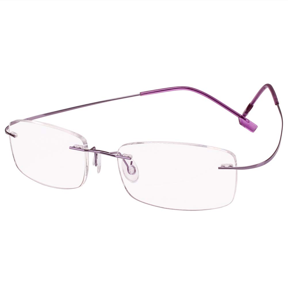Poxas Memory Titanium Frameless Lightweight Reading Glasses Hingeless Flexibled Frames for Mens Womens