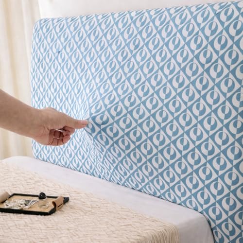 Image of HOMETHREADS Stretchable Lycra /Velvet Bed Cover | Soft, Dust-Proof & Wrinkle-Resistant Bed Back Protector | Fits Leather, Wooden & Fabric Bedsides (Blue, 90x65Cm)