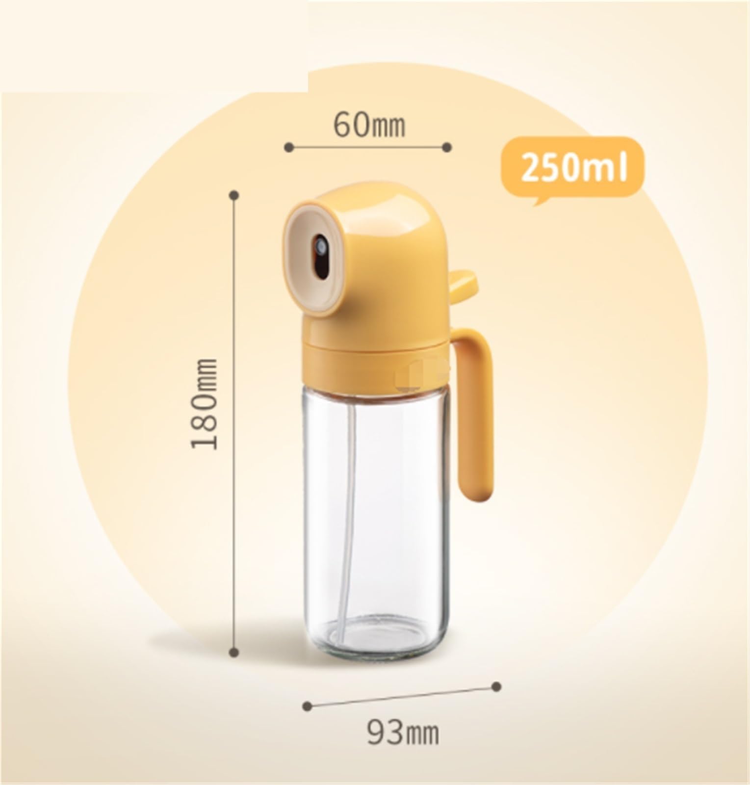 Dispenser Olio d'Oliva e Aceto Spruzzatore For Olio Da Cucina Senza Olio Portatile Adatto For Friggitrice Ad Aria For Friggere L'insalata Oliera da Tavola(Yellow)