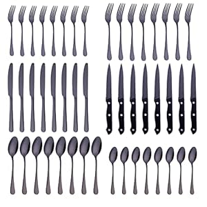 Kitiok 48-teiliges Edelstahl-Besteckset mit Steakmessern