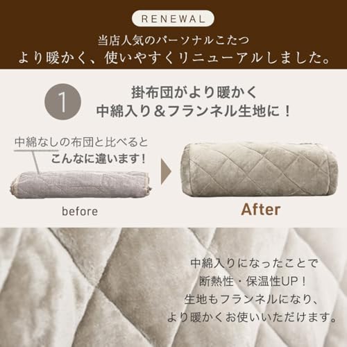 タンスのゲン こたつ 一人用 3点セット 幅60×50 高さ調節 長方形 ハイタイプ デスク こたつセット テーブル 掛け布団 椅子 21300132(106920) の商品画像 4