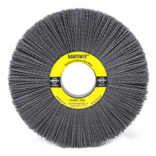 Image of Brush Research CW8180SC Nampower Composite Hub Abrasive Nylon Wheel Brush, Round Hole, Silicon Carbide Filament, 8 inch Diameter, 0.040 inch Wire Diameter, 2 inch Arbor Hole, 2.5 inch Bristle Length, (Pack of 1)