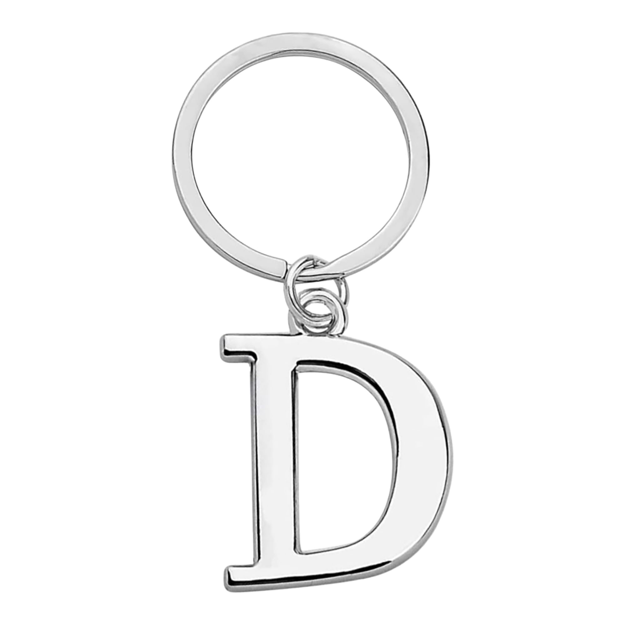 Rohans Keyring Letter - Initial Alphabet Key Ring Charm Silver and Gold (Silver, D)