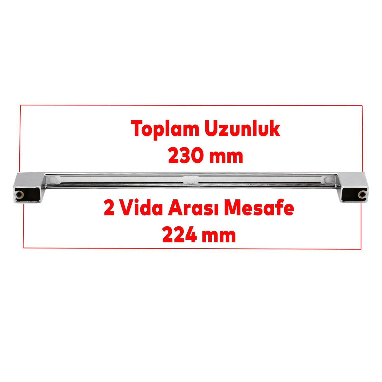 Badem10 Gölcük Mobilya Mutfak Dolabı Çekmece Dolap Kapak Kulpu Kulbu Krom 224 mm Metal Kulp