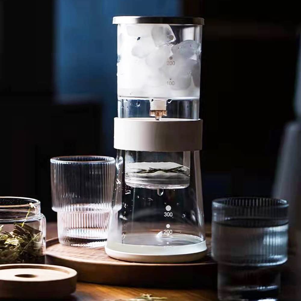 Ice Drip Kaffeemaschine, 400 ml, kaltgebrühter Kaffee, glatter Tropfer, langsamer Kalttropfen, Eiskaffeekonzentrat, Brauer mit einstellbarem Wasserfluss, Edelstahlfilter
