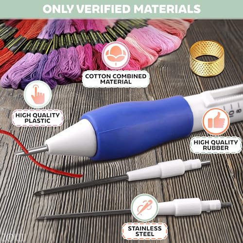 Zoklu Embroidery Kit For Beginners Adults - Punch Needle Embroidery Kits 100 Colors Thread Sewing Kit For Adults Knitting Tool Kit Set Craft Organizer - Embroidery Pen Diy Kit Sewing Thread Set thumb #2