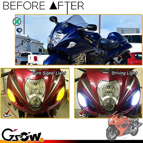 GSOWO 2 PCS LED Front Turn Signal Lights for 1999-2018 Suzuki Hayabusa, [Enhanced Visibility] 16 PCS of 3030 LED Diodes, Suzuki Front Turn Signal Lamp Accessories