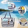 flintronic Große Strandtasche mit Reißverschluss, Streifen Wasserdicht Strandtasche, 43L Faltbare Leichte Badetasche Damen, Beach Tote Bag für Strand, Urlaub, Pool (Marineblau) #2