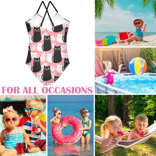 Image of Girls One Pieces Swimsuit Cute Beach Swimwear with Adjustable Strap 3-10 Years