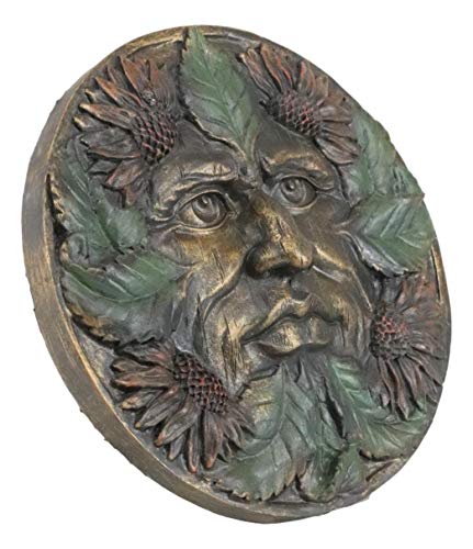 Ebros Bronzed Blooming Floral Foliage Celtic Greenman Wall Decor Tree Spirit Pan Small Round Hanging Plaque As Home Decorative Sculpture Housewarming Idea (Summer Season Sunflowers) #TOP4