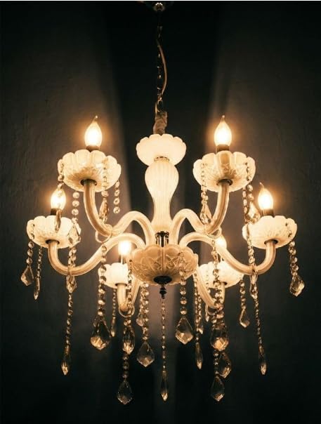 Image of Chandelier Modern K9 Crystal Chandelier Lighting, Clear Crystal Ceiling Light Fixture Pendant Lamp (Bulb Included) White Colour and Crystal Clear