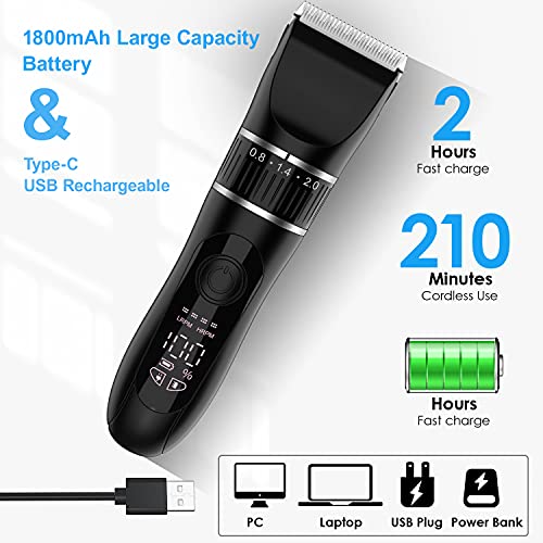 Professionele tondeuse, langhaartrimmer, voor heren, elektrische keramische messen, haarclip, baardtrimmer, snoerloos, kapper met smart lcd-display, 8 geleidingskammen, schaar, mantel - Image 4