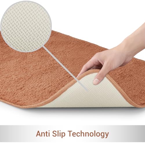 Image of Welspun Premium Bath Mats Small for Hall, Bedroom & Living Room | Solid Design | Anti Skid | More Absorbent | Soft Feel | Machine Tufted | (2 x 2 ft, Dark Brown)