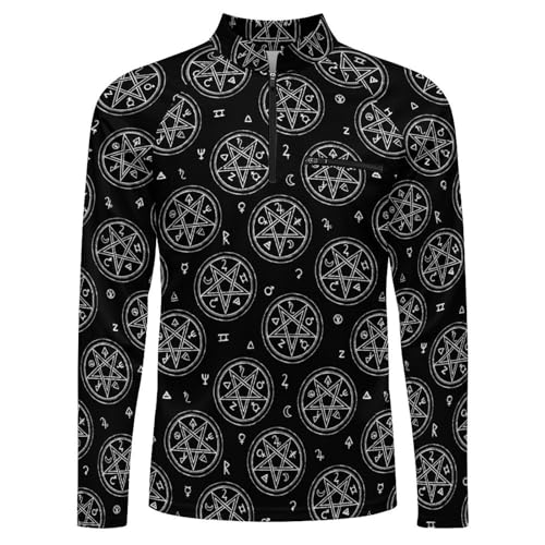 Magical Alchemical Signs Men's Rash Guard Long Sleeves Quick Dry Fishing Workout Shirts with Zipper4