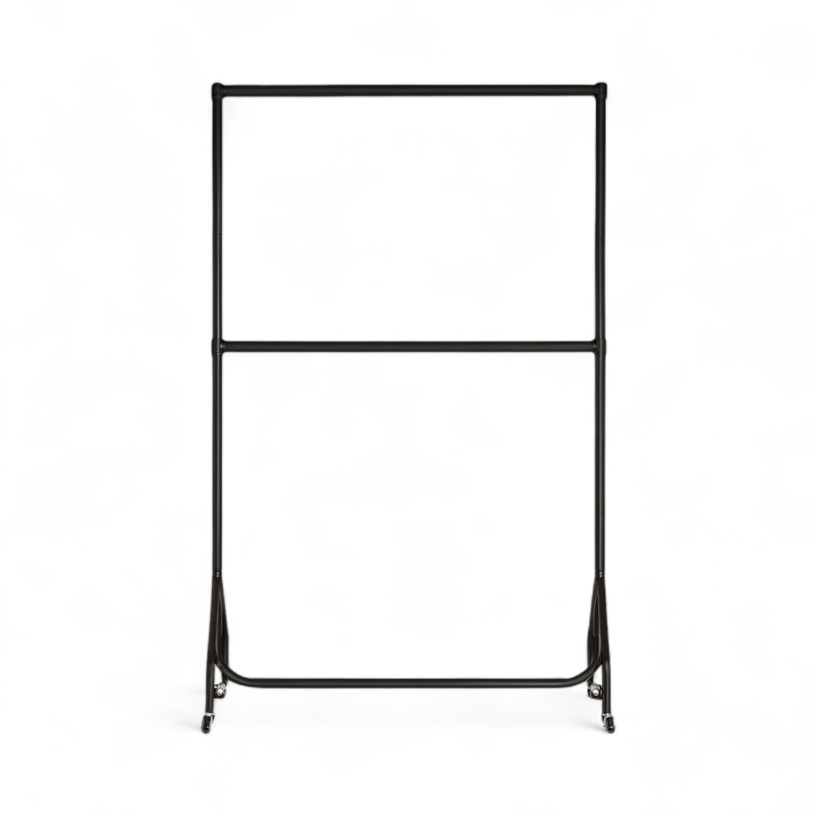 Shoplines Supplies Black 4Ft Wide X 5Ft High With Centre Bar Heavy-Duty Clothes Rail Industrial Grade Steel Garment Rack With Wheels Easy Assembly, Portable Storage Or Display Stand