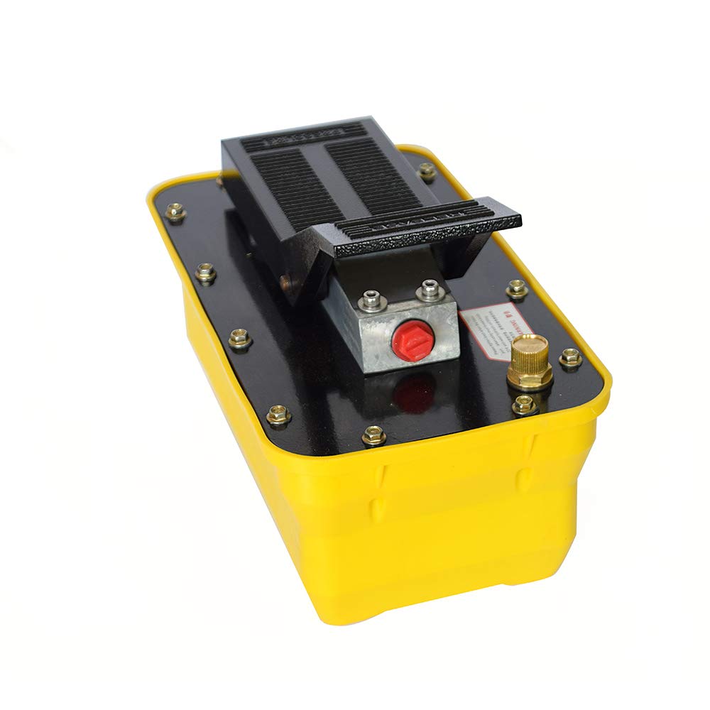 JooWing Air Hydraulic Pump, 10000 PSI Air Hydraulic Foot Pedal Jack Pump Rotary Lift 0.75-0.95/Lmin 2.3L Reservoir Foot Operated Air/Hydraulic Pump, with Hose and Spray Gun for Heavy Machinery Rigging