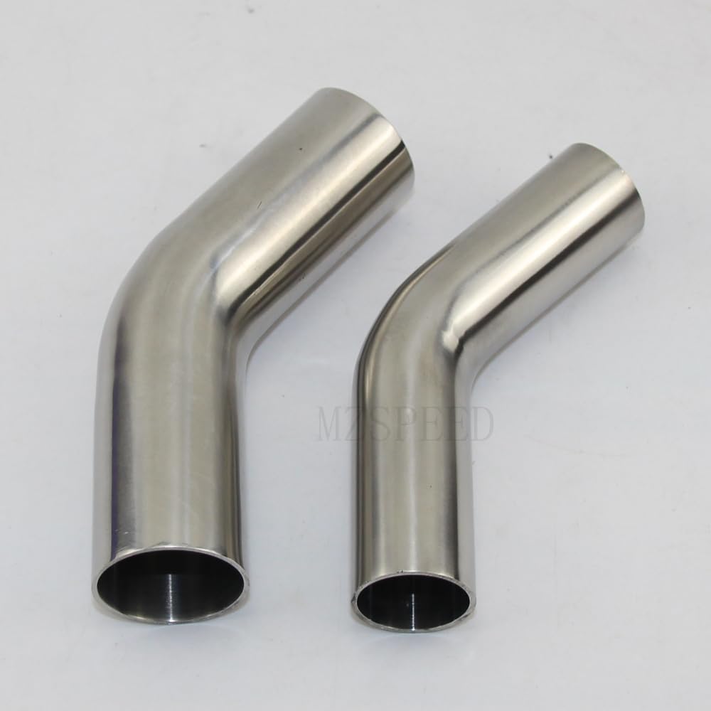 1 Unidad, 159mm X 2mm, Acero Inoxidable 304, Codo Alargado de 45 Grados, Pulido Interior y Exterior