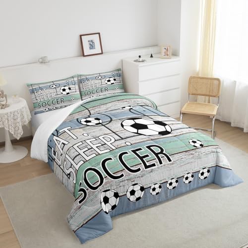 Image of Feelyou Soccer Comforter Set Football Bedding Twin for Kids Teens