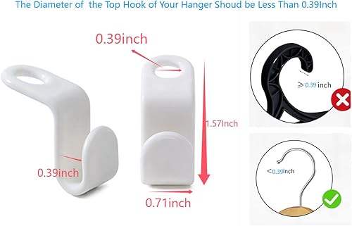 Miniatura 3 de Ganchos para colgar ropa, ganchos en cascada que ahorran espacio, mini ganchos de conexión de plástico, clips extensores para organizador de ropa de