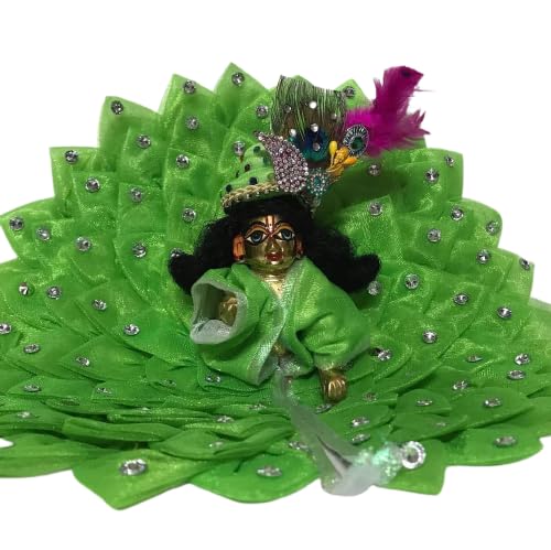 Poshak Dham Bal Gopal Krishna Laddu/Ladoo Gopal ji ki Poshak Beautiful Net Dress for Ladoo Gopal ji (Colour Green, Idol Size 2)