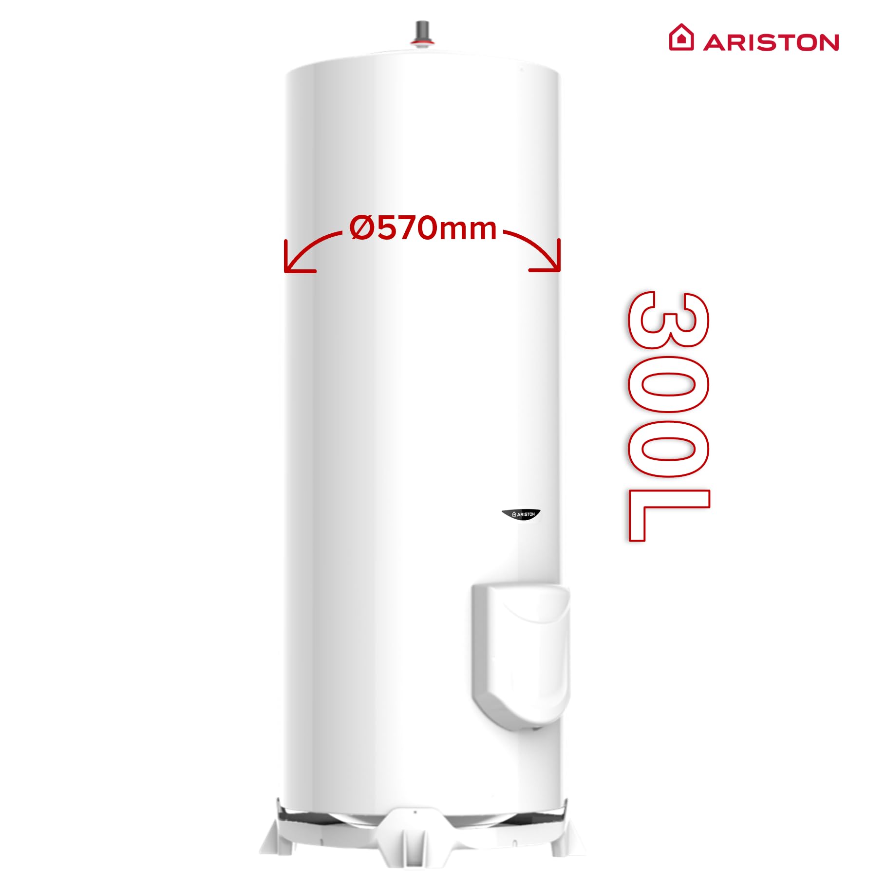 Ariston INITIO 300 L - Chauffe-eau Électrique au Sol 300L - Ø570mm - Résistance Blindée - Stable - NF Performance 2 étoiles - Conçu pour être installé en France