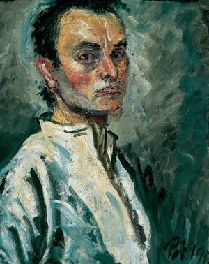 Peinture à l'huile de a Man 1912 Bertalan Por Portrait Émotion Artistique