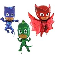 Toyland® Set of 3 PJ Masks Foil Shape Character Balloons - Catboy, Gekko & Owlette - Children's Party Supplies