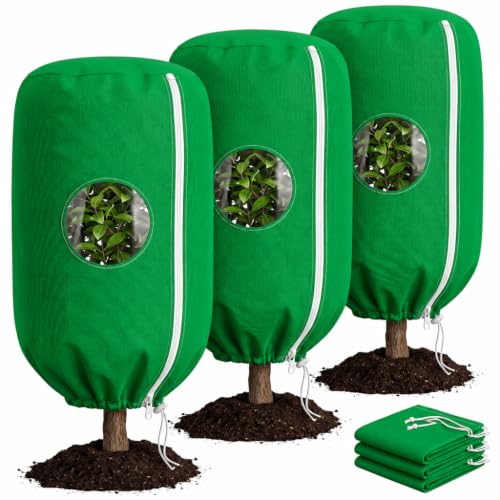 3-Pack Plant Frost Covers with Viewing Window, 2.5oz Freeze Protection