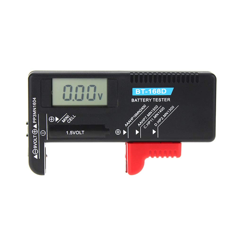BT-168D Battery Tester Checker LCD Display for Easy Viewing for 9V 1.5V AA Cell Batteries Lightweight Voltmeter Digital Gauge