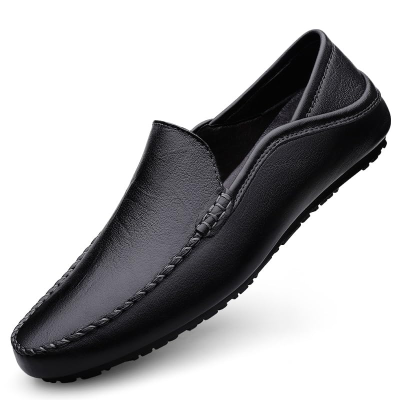Men's Loafers Shoes Simple PU Leather Driving Style Loafer Flexible Lightweight Slip Resistant Classic Slip-ons
