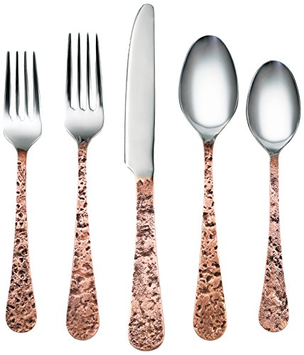 Cambridge Silversmiths 282420R Indira Kashmira Antique Flatware Silverware Set, Copper Finish, Service