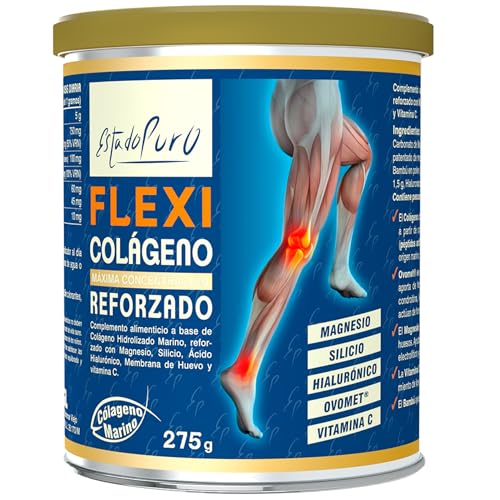Colageno Hidrolizado Marino Con Acido Hialuronico Y Vitamina C | 5g Péptidos de Colágeno Peptan® por Dosis – Hasta 5x Más que Cápsulas   Con Magnesio | Formato Polvo 275g, 25 Dosis | Flexi TONGIL