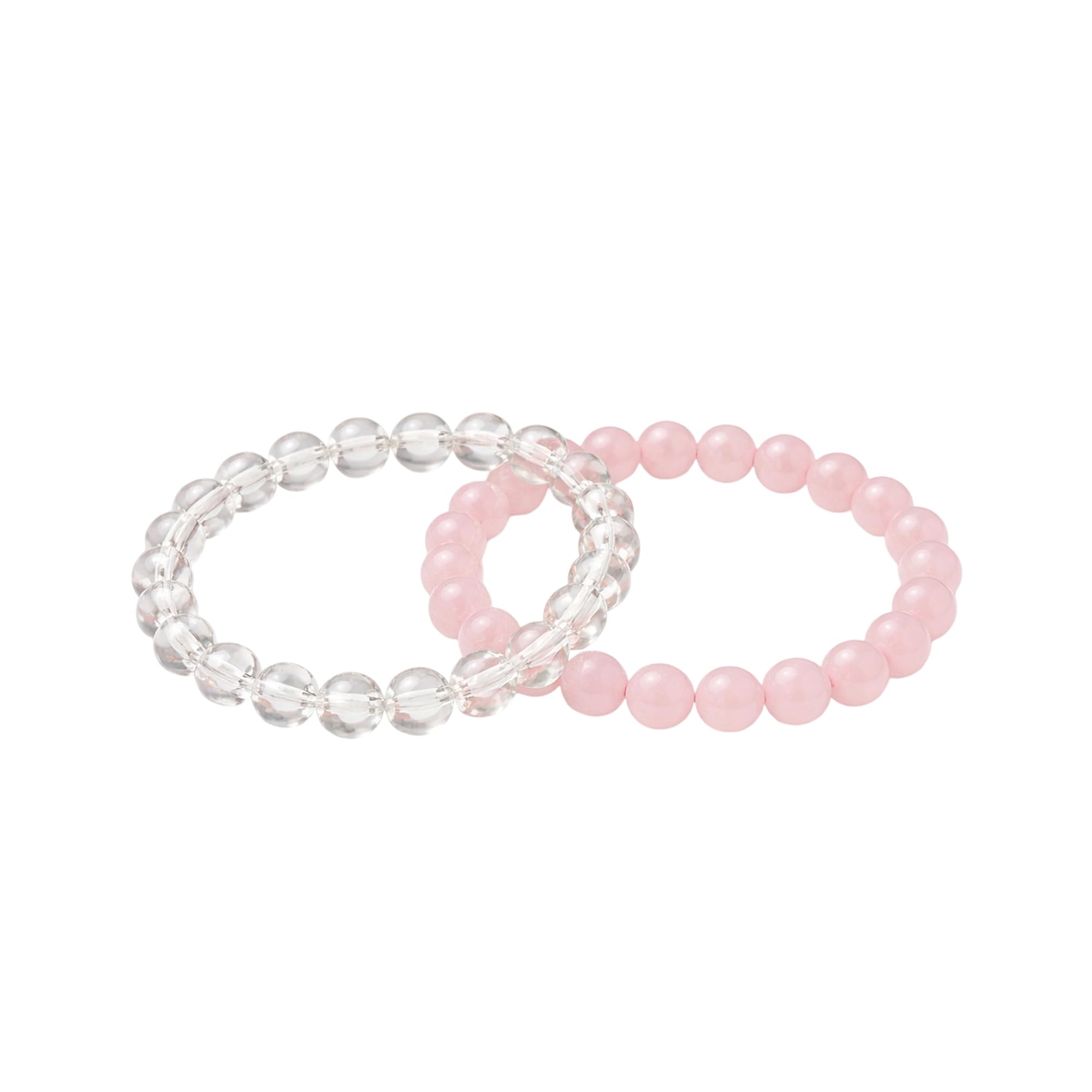 Serein Clear Quartz & Rose Quartz Bracelet Combo Natural 8mm Crystal Beaded Stretch Bracelets for Love, Relationships, Emotional Healing, Self-Care, Meditation, Grounding & Yoga for Men & Women