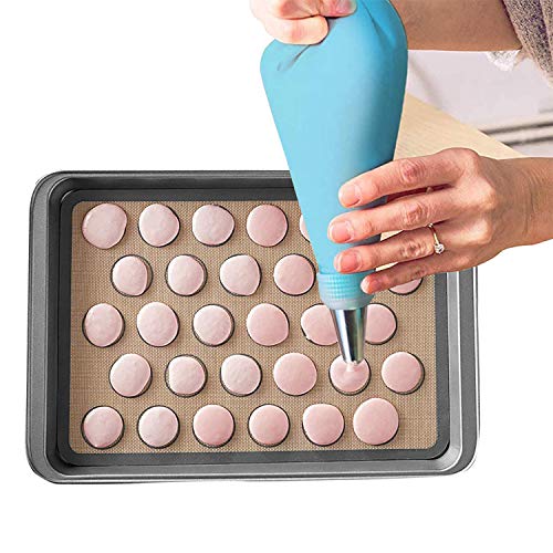 Silicone Baking Mats, JSDOIN of 2 Half Sheet Silicone Baking Mats, 12 Piping Tip, 2 Piping Bag and 2 Bag Tie - Reusable Nonstick Liners for Food Safe Baking Mat Kit(16\"x11.8\") - Thumbnail 2