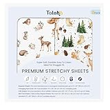 TotAha Premium Soft Graco Pack n Play Sheets Fitted, Super Stretchy Jersey Knit Mini Crib Sheets Fitted, Silky Comfort Pack and Play Mattress Sheets, 2 Pack (Forest Animals)