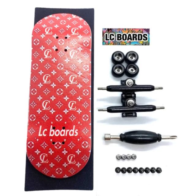 LC Boards Fingerboard 98X34 Complete RED LC Graphic with Foam Grip Tape