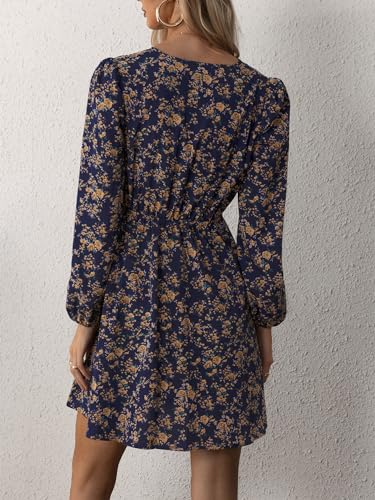 CUPSHE-Vestido-cruzado-con-cuello-en-V-para-mujer-mini-vestido-floral-de-manga-larga-vestido-acampanado-multicolor-XL