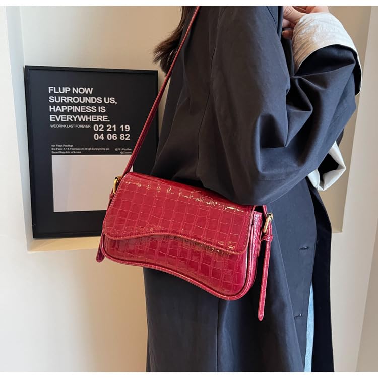Image of Shoulder Bags for Women Y2K Purse Trendy Cherry Hobo Handbags Vegan Leather Clutch Saddle Bag with 2 Removable Strap
