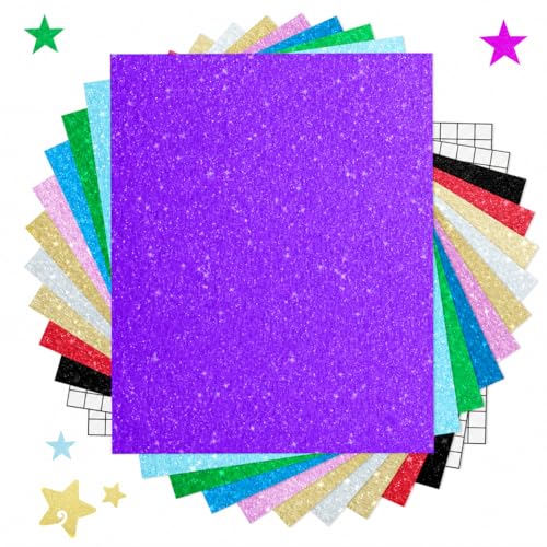 SHARE&CARE Glitter Vinyl Permanent Adhesive Sheets (12x10 12 Packs) 10pcs Shimmer Assorted Colors & 2 Transfer Tapes Craft Women Gift for Mom Wife Her (Shimmer12)