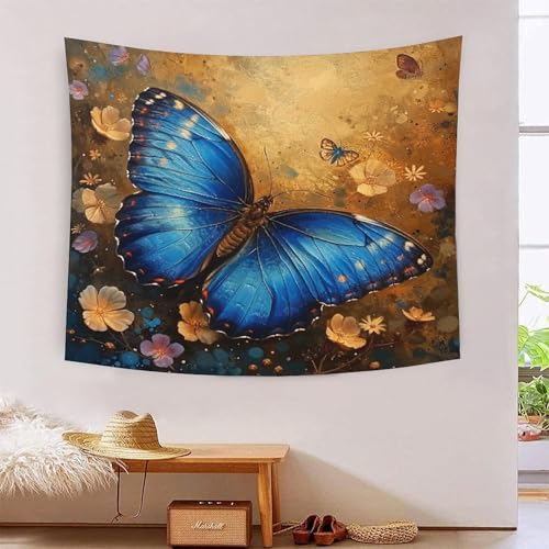 Art mural tapisserie papillons 3D en tissu noble pour salon élégant