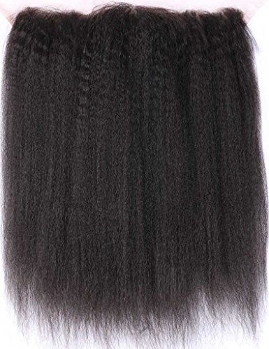 Chantiche Italian Yaki 13x4inch Lace Frontal Closure With Baby Hair Brazilian Remy Human Hair Kinky Straight Free Part Full Lace Clsoure Bleached Knots 8Inch Natural Color