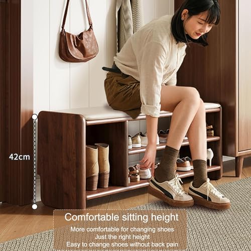 Banc à chaussures en bois naturel avec structure solide de 100cm - 7